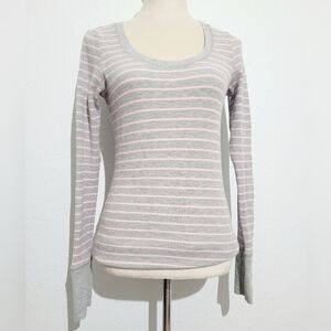 Arizona Women's Long Sleeve Thermal Top Pink & Gray Size Large